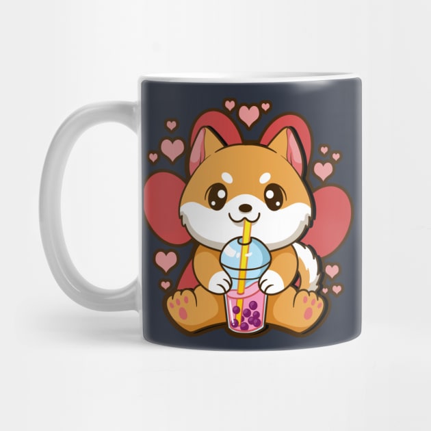 Bubble Tea Shiba Inu Boba Kawaii Anime Japan by E